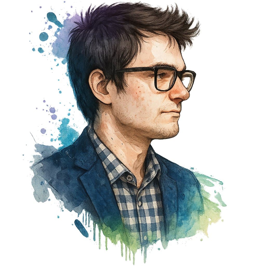 Dimitri Pisarev portrait with colorful paint splash effects